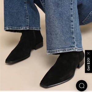 Nella Black Suede Leather Ankle Boots | Size 39